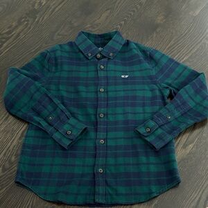 Vineyard Vines Boys Green and Blue Plaid Flannel Button Down Shirt